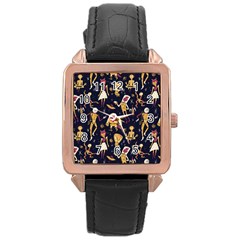 Alien Surface Pattern Rose Gold Leather Watch  by Ket1n9