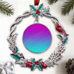 Background Pink Blue Gradient Metal X mas Wreath Holly leaf Ornament