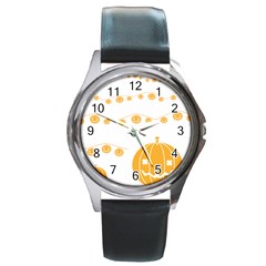 Pumpkin Halloween Deco Garland Round Metal Watch by Ket1n9