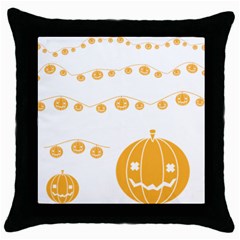 Pumpkin Halloween Deco Garland Throw Pillow Case (black) by Ket1n9