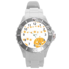 Pumpkin Halloween Deco Garland Round Plastic Sport Watch (l) by Ket1n9