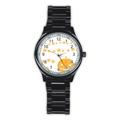 Pumpkin Halloween Deco Garland Stainless Steel Round Watch by Ket1n9