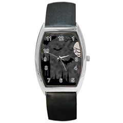 Halloween Background Halloween Scene Barrel Style Metal Watch by Ket1n9