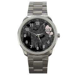 Halloween Background Halloween Scene Sport Metal Watch by Ket1n9