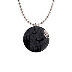 Halloween Background Halloween Scene 1  Button Necklace by Ket1n9