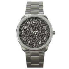 Skull Halloween Background Texture Sport Metal Watch by Ket1n9