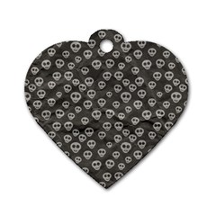 Skull Halloween Background Texture Dog Tag Heart (two Sides) by Ket1n9