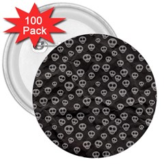 Skull Halloween Background Texture 3  Buttons (100 Pack)  by Ket1n9