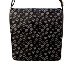 Skull Halloween Background Texture Flap Closure Messenger Bag (l) by Ket1n9