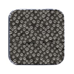 Skull Halloween Background Texture Square Metal Box (black) by Ket1n9