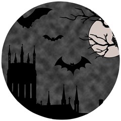 Halloween Background Halloween Scene Wooden Puzzle Round by Ket1n9