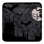 Halloween Background Halloween Scene Square Glass Fridge Magnet (4 pack) Front