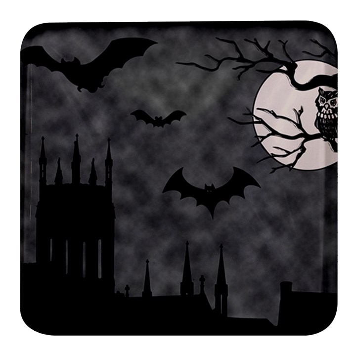 Halloween Background Halloween Scene Square Glass Fridge Magnet (4 pack)