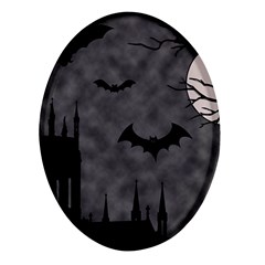 Halloween Background Halloween Scene Oval Glass Fridge Magnet (4 Pack) by Ket1n9