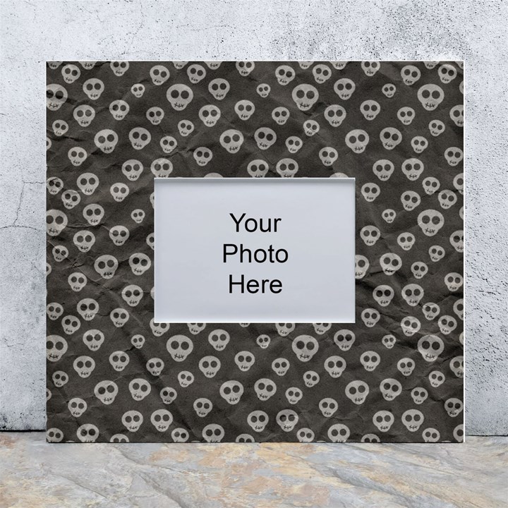 Skull Halloween Background Texture White Wall Photo Frame 5  x 7 