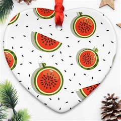 Seamless Background Pattern-with-watermelon Slices Ornament (heart) by Ket1n9