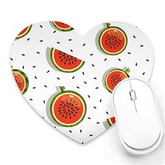 Seamless Background Pattern-with-watermelon Slices Heart Mousepad by Ket1n9