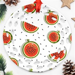 Seamless Background Pattern-with-watermelon Slices Ornament (round Filigree) by Ket1n9