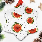 Seamless Background Pattern-with-watermelon Slices Snowflake Ornament (Two Sides) Front