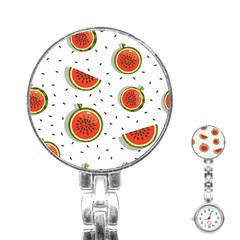 Seamless Background Pattern-with-watermelon Slices Stainless Steel Nurses Watch by Ket1n9