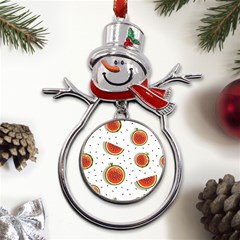 Seamless Background Pattern-with-watermelon Slices Metal Snowman Ornament by Ket1n9