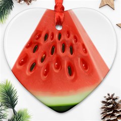 Seamless Background With Watermelon Slices Ornament (heart) by Ket1n9