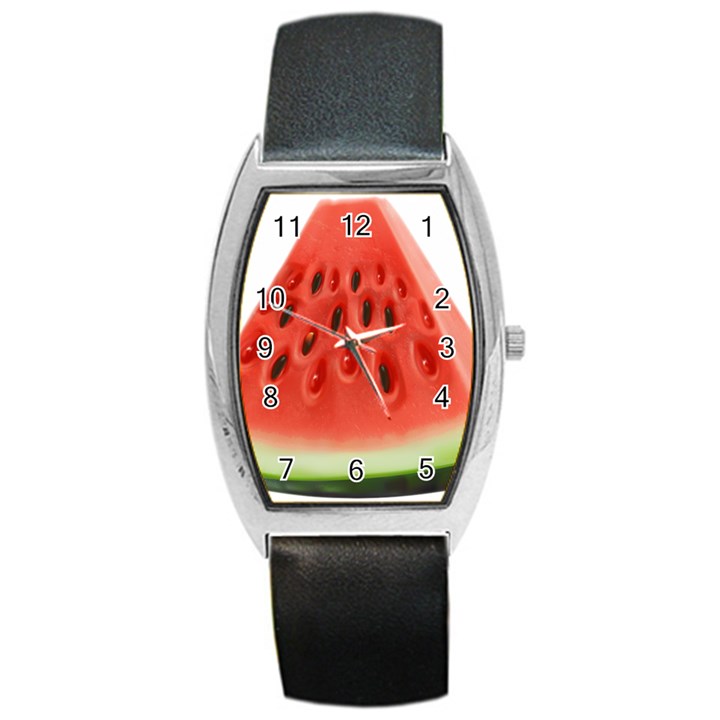 Seamless Background With Watermelon Slices Barrel Style Metal Watch