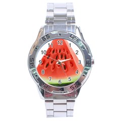 Seamless Background With Watermelon Slices Stainless Steel Analogue Watch