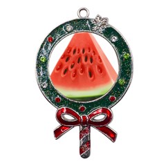 Seamless Background With Watermelon Slices Metal X mas Lollipop With Crystal Ornament by Ket1n9