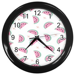 Fresh Watermelon Slices Texture Wall Clock (black) by Ket1n9