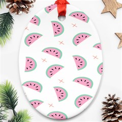 Seamless Background With Watermelon Slices Oval Ornament (two Sides) by Ket1n9