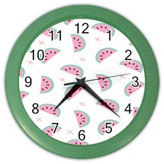 Seamless Background With Watermelon Slices Color Wall Clock by Ket1n9