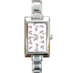 Fresh Watermelon Slices Texture Rectangle Italian Charm Watch by Ket1n9