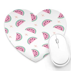 Fresh Watermelon Slices Texture Heart Mousepad by Ket1n9