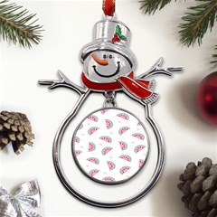 Fresh Watermelon Slices Texture Metal Snowman Ornament by Ket1n9