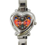 Fresh Watermelon Slices Texture Heart Italian Charm Watch Front