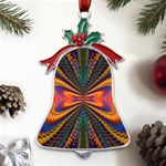 Fresh Watermelon Slices Texture Metal Holly Leaf Bell Ornament Front