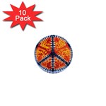 Tie Dye Peace Sign 1  Mini Buttons (10 pack)  Front