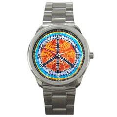 Tie Dye Peace Sign Sport Metal Watch by Ket1n9