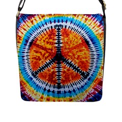 Tie Dye Peace Sign Flap Closure Messenger Bag (l) by Ket1n9