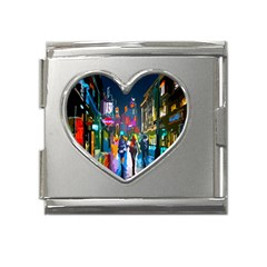 Abstract Vibrant Colour Cityscape Mega Link Heart Italian Charm (18mm) by Ket1n9