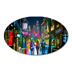 Abstract Vibrant Colour Cityscape Oval Magnet by Ket1n9