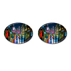 Abstract Vibrant Colour Cityscape Cufflinks (oval) by Ket1n9