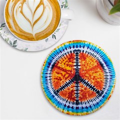 Tie Dye Peace Sign Uv Print Round Tile Coaster by Ket1n9