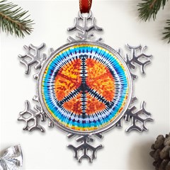 Tie Dye Peace Sign Metal Large Snowflake Ornament by Ket1n9