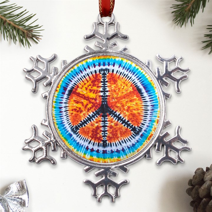 Tie Dye Peace Sign Metal Large Snowflake Ornament