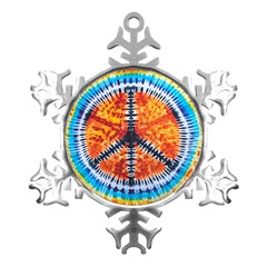 Tie Dye Peace Sign Metal Small Snowflake Ornament by Ket1n9