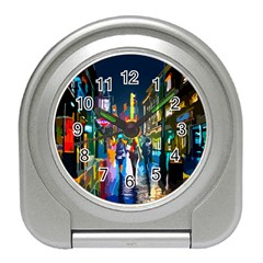 Abstract Vibrant Colour Cityscape Travel Alarm Clock by Ket1n9