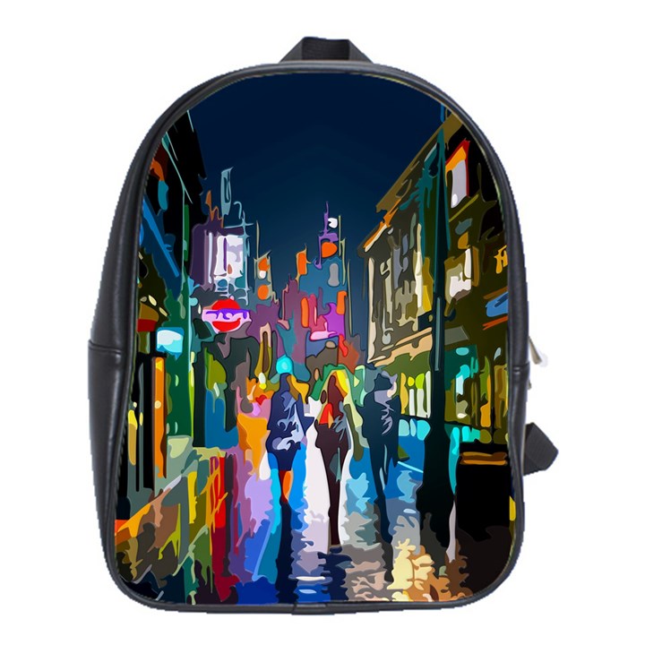 Abstract Vibrant Colour Cityscape School Bag (Large)