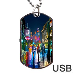 Abstract Vibrant Colour Cityscape Dog Tag Usb Flash (two Sides) by Ket1n9